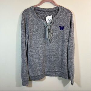 Summit Gray University of Washington Lace Up Sweatshirt Medium‎ NWT